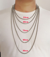 Chaîne de collier simple en acier inoxydable avec marteau rond en titane, chaîne de perles, chaîne de collier pour homme et femme, chaîne de pull