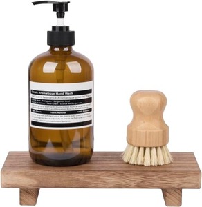 Petit plateau en bois marron pour comptoir de salle de bain style ferme, support de rangement pour savon de cuisine - Product Image 3
