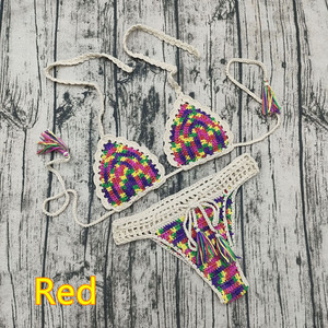 Nuovo Bikini fatto a mano due pezzi <span class=keywords><strong>Sexy</strong></span> costume da bagno a vita alta brasiliano Crochet Bikini - Product Image 5