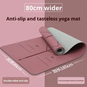 Tapis de yoga TPE épaissi 6 mm, antidérapant, inodore, certifié CE, élargi 80 cm, insonorisant, pour fitness, avec sac, pour la maison, la danse et la <span class=keywords><strong>corde</strong></span> à sauter - Product Image 4