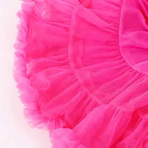 Enfants tutu jupes pour filles rose rouge demi boule courte robe de soirée avec nœuds volants taille élastique moelleux gonflé tulle pettiskirts