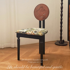 Vintage Style Solid Wood <b>Dining</b> <b>Chair</b> Upholstered French Retro Art Design For Home <b>Dining</b> Room - Product Image 1
