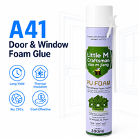Pegamento de Espuma de Poliuretano A41 300ml de Alta Expansión, Resistente a la Humedad y al Moho, para Instalación de Puertas y Ventanas de Aluminio