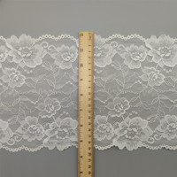 Dentelle élastique de 22 cm de large, tricotée en chaîne, à double motif floral, pour garniture de vêtements et accessoires de maison