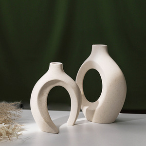 Hot Selling Unglazed Ceramic Donut <b>Vase</b> <b>Set</b> Natural Bouquet <b>Vases</b> Nordic Modern Irregular <b>Vase</b> Decor - Product Image 6