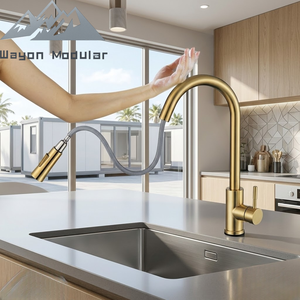 Robinet de cuisine intelligent à commande tactile, finition or de luxe, pour villas modulaires de type resort - Product Image 1