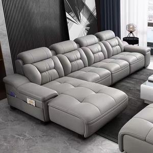 Luxe Modulaire Lederen Hoek Lounge Bank Opvouwbare L-Vormige Sectionele Woonkamer Meubelset Elektrische Uitschuifbare Fauteuils - Product Image 4
