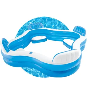 Centro de natación inflable de PVC personalizado, piscina de Salón Familiar con asientos integrados, piscinas cuadradas grandes de plástico duradero