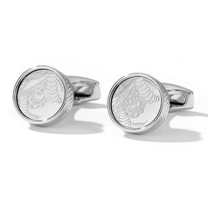 Fashionable Patterned Round Silver Men's <b>Shirt</b> Cufflinks Metal Cufflinks Wholesale - Product Image 3