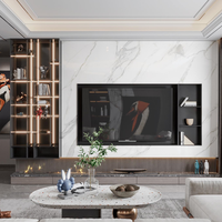 Centre de divertissement moderne LED en métal blanc pour hall d'hôtel, en pierre frittée, style scandinave