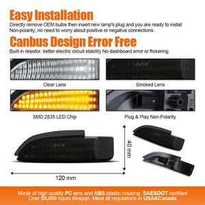 Luz Intermitente Secuencial Ámbar para Espejo Lateral, para Toyota <span class=keywords><strong>YARIS</strong></span> CAMRY/<span class=keywords><strong>HYBRID</strong></span>, Lámparas Indicadoras de Señal de Giro para Espejo, Venta al Por Mayor - Product Image 4