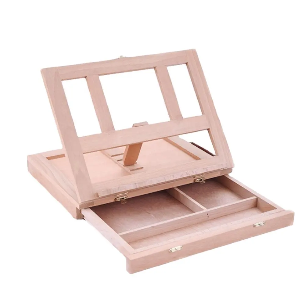 طاولة خشبية صلبة ودرج الحامل للطي المحمولة مربع النفط اللوحة سطح المكتب رسم لوحة الرسم الطبيعي