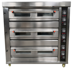 فرن تجاري ذو طابقين مع باب زجاجي مزدوج |   فرن مخبز يعمل بالغاز والكهرباء لخبز الخبز والمعجنات - Product Image 4