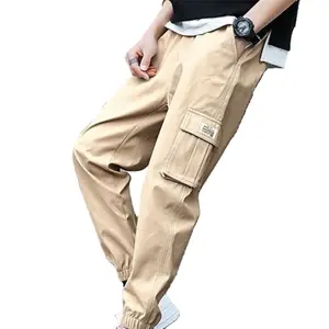 Молодежные брюки-карго для весны и осени, Свободные повседневные 100% спортивные штаны из полиэстера с застежкой на шнурке, школьные совместимые с подростками