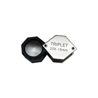 Loupe de lecture miniature TRIPLET 20X et 10X, loupe pliable de poche en métal argenté et doré, loupe noire pour bijoux