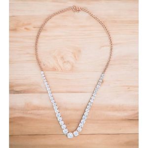 Keeva Jewels สร้อยคอเทนนิส15.00กะรัตเพชรมออิสซาไนต์18นิ้วทำด้วยทองคำ14K สีเหลือง - Product Image 4