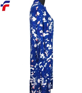 <span class=keywords><strong>Robe</strong></span> à rayonne avec imprimés bleus, tenue à la mode avec ouverture frontale, manches 3/4 - Product Image 2