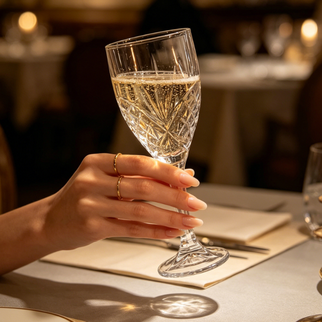 Crystal for Flute Premium Lead-Free Clear Glass Goblet (300ml Capacity) for Wine Prosecco Elegant Retro Stemware for