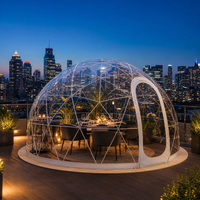 Nouvelle conception de tente géodésique transparente en PVC de 5 m, tente de glamping de luxe, maison igloo avec salle de bain