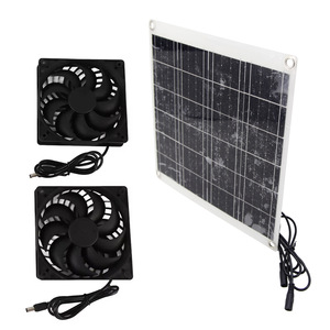 Lan Aoyue Solar Panel 20W Monocrystalline Dual <b>Fans</b> Pet House Radiator Outdoor Ventilation - Product Image 5