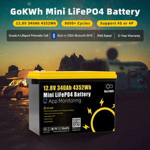 Ip65 12v 340ah 200ah 100 כיתה gokwh 12.8v 24v lifepo4 עמיד למים akku oem חבילת lcd סירה rv מכונית מחנאות סוללה סולארית - Product Image 5