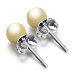 Stainless Steel <b>Stud</b> <b>Earrings</b> 6mm Imitation Pearl Round Bead Multi Color For Students Fashion Jewelry - Product Image 2