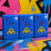 Tuiles de Mahjong Américain 160 pièces en Acrylique Gravé Thème Star-Hugger, Motifs Peints en Bleu, Tuiles de Mahjong Authentiques et Autorisées