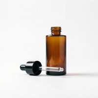 Flacon compte-gouttes en verre brun 20ml 30ml 40ml 50ml 60ml à épaule plate pour sérum et huile essentielle avec col doré et bulbe noir, en vrac