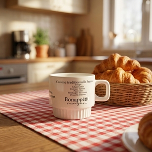 Vente en gros de tasses à café en céramique de haute qualité avec impression de lettres françaises, en porcelaine, peintes à la main, avec poignée - Product Image 5