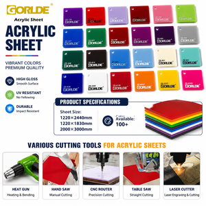 Lámina Acrílica Opaca de Color GORLDE, Placa Sólida de PMMA para Cubiertas de Equipos, Paneles Divisores, Exhibidores, Tableros, Bases de Letreros, OEM - Product Image 2