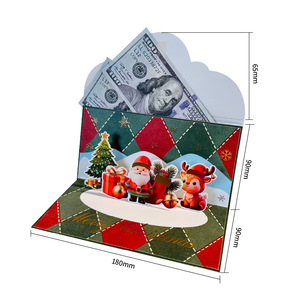Carte de vœux 3D pop-up personnalisée en gros OEM, enveloppe rouge de Noël, cadeau de Nouvel An, bénédiction, présenter des vœux de bien-être - Product Image 6