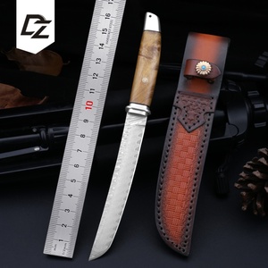 มีดพกพาแนวยุทธวิธีดามัสกัสปรับแต่งได้ใบมีดสแตนเลสพร้อมที่จับไม้ล่าสัตว์ EDC DIY - Product Image 3