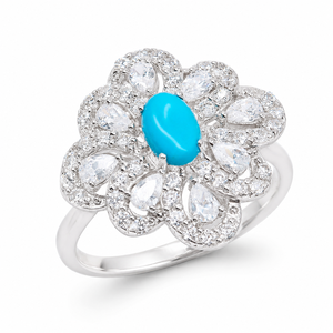 Conjunto de Joyería UM de Plata 925 con Turquesa Oasis del Norte de África y Circonita Blanca (Pendientes+Colgante+Anillo) para Uso Diario Unisex - Product Image 4