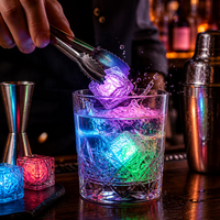 Glaçons LED personnalisés avec logo, cubes lumineux multicolores pour bar, boîte de nuit, cocktail, fête, vente en gros