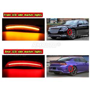 4 pièces, feux de position latéraux dynamiques avant et arrière, rouge ambre, LED, clignotants, feux de signalisation pour Chrysler 300 2015 2016 2017 2018 - Product Image 3