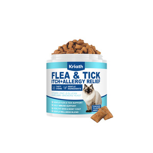 Masticables para aliviar <span class=keywords><strong>pulgas</strong></span> y garrapatas en gatos, soporte para alergias en la piel con picazón, fórmula suave con zinc y curcumina para gatos - Product Image 1