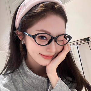 Monturas de gafas estilo ojo de gato para mujer, montura completa con diseño de perlas, ligeras, anti UV, gafas graduadas, estilo para rostros pequeños - Product Image 1