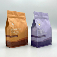 Pochette d'emballage pour grains de café biodégradable en papier kraft, boîte à fond carré recyclable, sachet de café 200g 500g 1kg