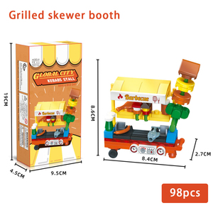 Set <span class=keywords><strong>de</strong></span> 8 Bloques <span class=keywords><strong>de</strong></span> Construcción <span class=keywords><strong>de</strong></span> Puestos <span class=keywords><strong>de</strong></span> Comida: Papas Fritas, Pizza, <span class=keywords><strong>Kebab</strong></span>, Ensalada, Hot Dog, Hamburguesa, Sushi, Taco, 94-107 Piezas, Juguete STEM, Regalo para Niños - Product Image 4