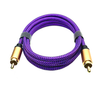Câble de caisson de basses Câble audio RCA vers RCA Nylon plaqué or 24K tressé Double blindage numérique analogique prend en charge les amplificateurs, maison