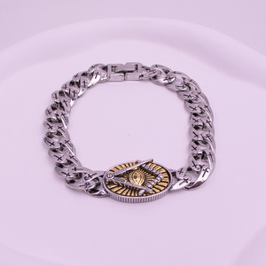 Horus Eye Men's <b>Bracelet</b> Zinc Alloy Two-tone Antique White K Cross Pattern Gift Jewelry - Product Image 1