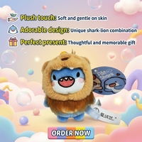 Offre Spéciale Porte-clés requin lion mignon de 4 pouces Animal en peluche en coton moelleux pour machines à griffes Adorable stock en peluche avec griffes acérées