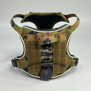Camouflage <b>Dog</b> Harness With <b>Lights</b> Oxford Cloth Chest Strap For Outdoor Walking - Product Image 2