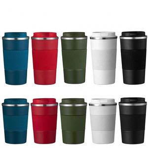 Custom Vacuum Double Wall Stainless Steel Coffee Cup Silicone Sleeve and Lid - Product Image 3