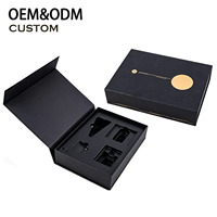 Caja de Regalo Magnética Negra Personalizada con Tapa Abatible y Logotipo en Dorado, Empaque Rígido Plegable para Cámara y Almacenamiento de Lujo