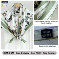 Écharpe en Soie de Mûrier 6A à Motif Floral Papillon Personnalisé, Échantillonnage Rapide en 7 Jours, Faible MOQ, Étiquette Personnalisée, Ourlet Roulotté à la Machine ou à la Main, OEM ODM