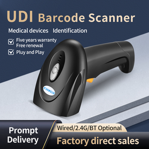 Escáner de código de barras EVAWGIB UDI portátil 1D y 2D con cable <span class=keywords><strong>USB</strong></span>, 2,4G inalámbrico, lector de código de barras QR de diente azul - Product Image 2