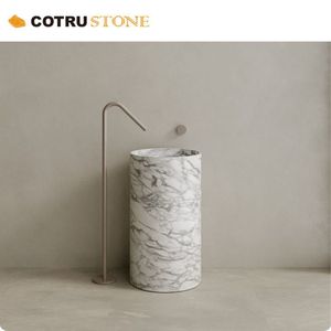Lavabo da Appoggio in Marmo Bianco Naturale per Bagno, <span class=keywords><strong>Top</strong></span> Lucidato per Mobile Bagno - Product Image 2