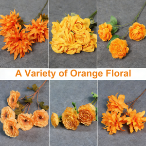 Collection de <span class=keywords><strong>fleurs</strong></span> artificielles orange, idéales pour les arrangements de mariage et la décoration intérieure DIY, matériaux floraux pour la vente en gros - Product Image 5