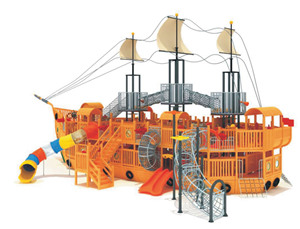 Grande glissière de terrain de jeu en bois inoxydable, bateau de <span class=keywords><strong>Pirate</strong></span>, Design personnalisé pour enfants, glissière en plastique, maison en plastique CN;GUA - Product Image 5